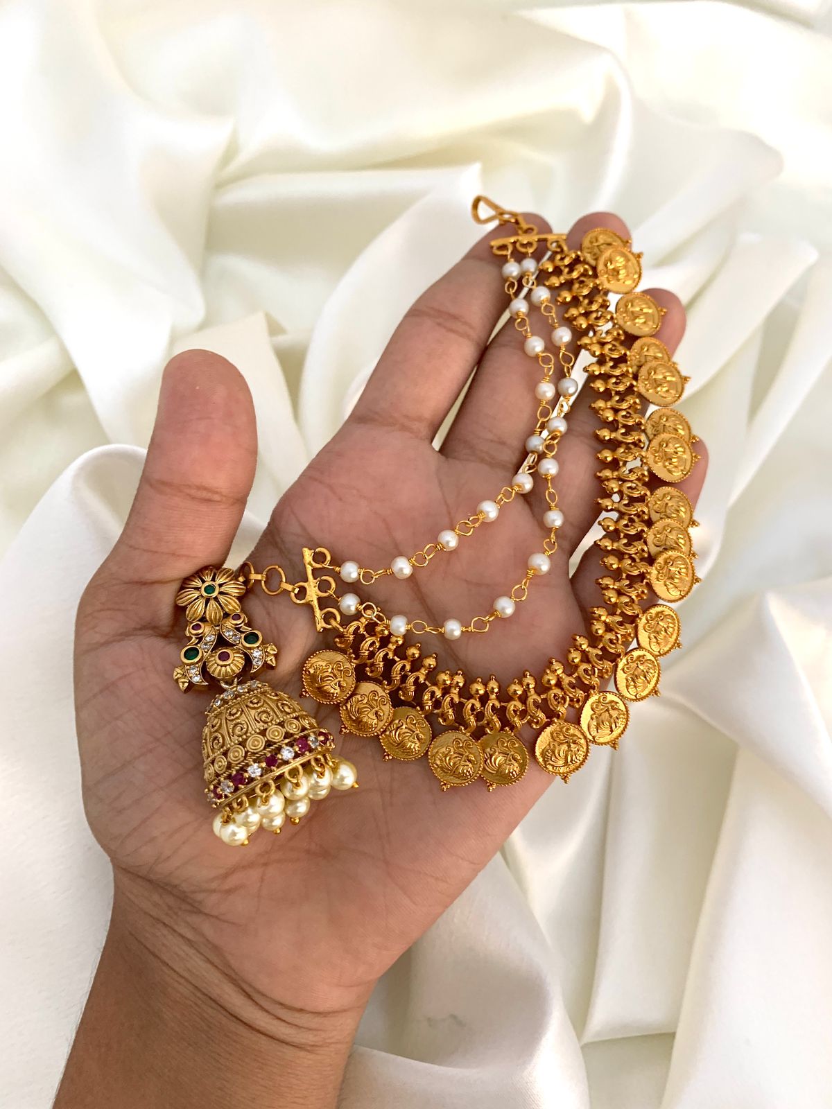 AD Antique Jhumkas  with Earchain AE05