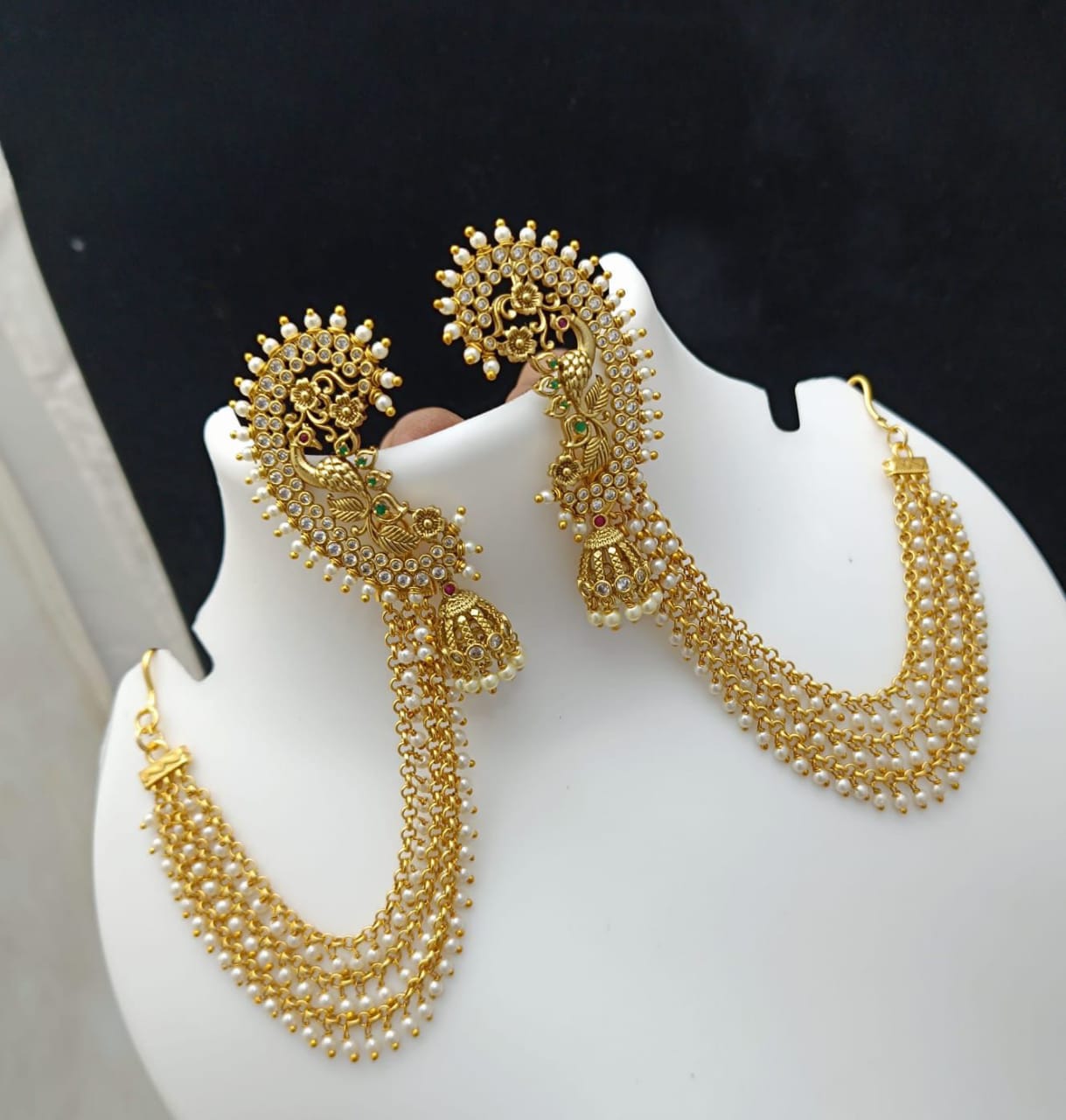 AD Antique Peacock Earring With Mattal SJ167