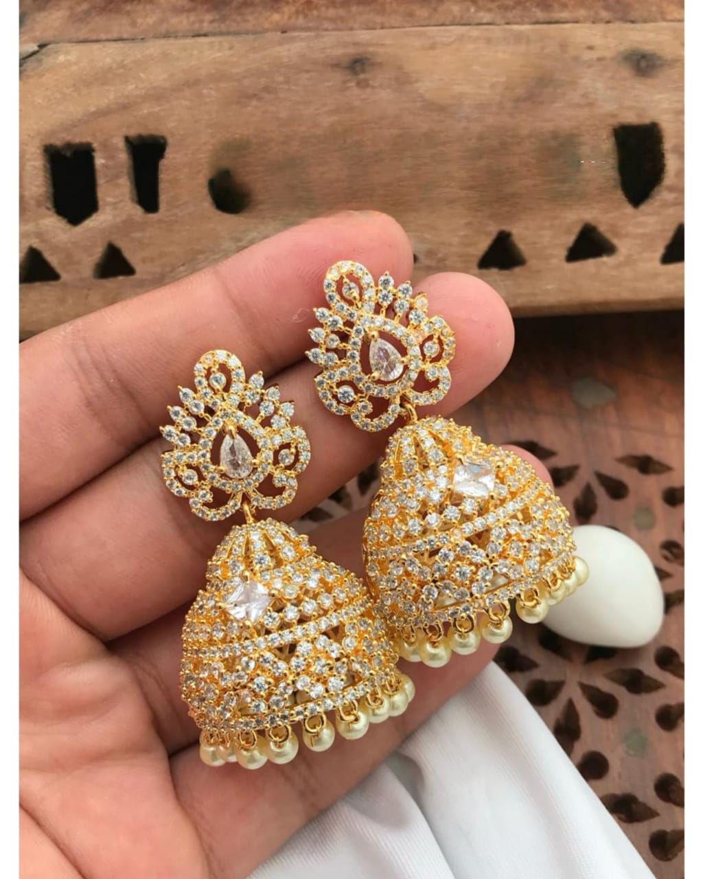 AD Bridal White  Jhumkas