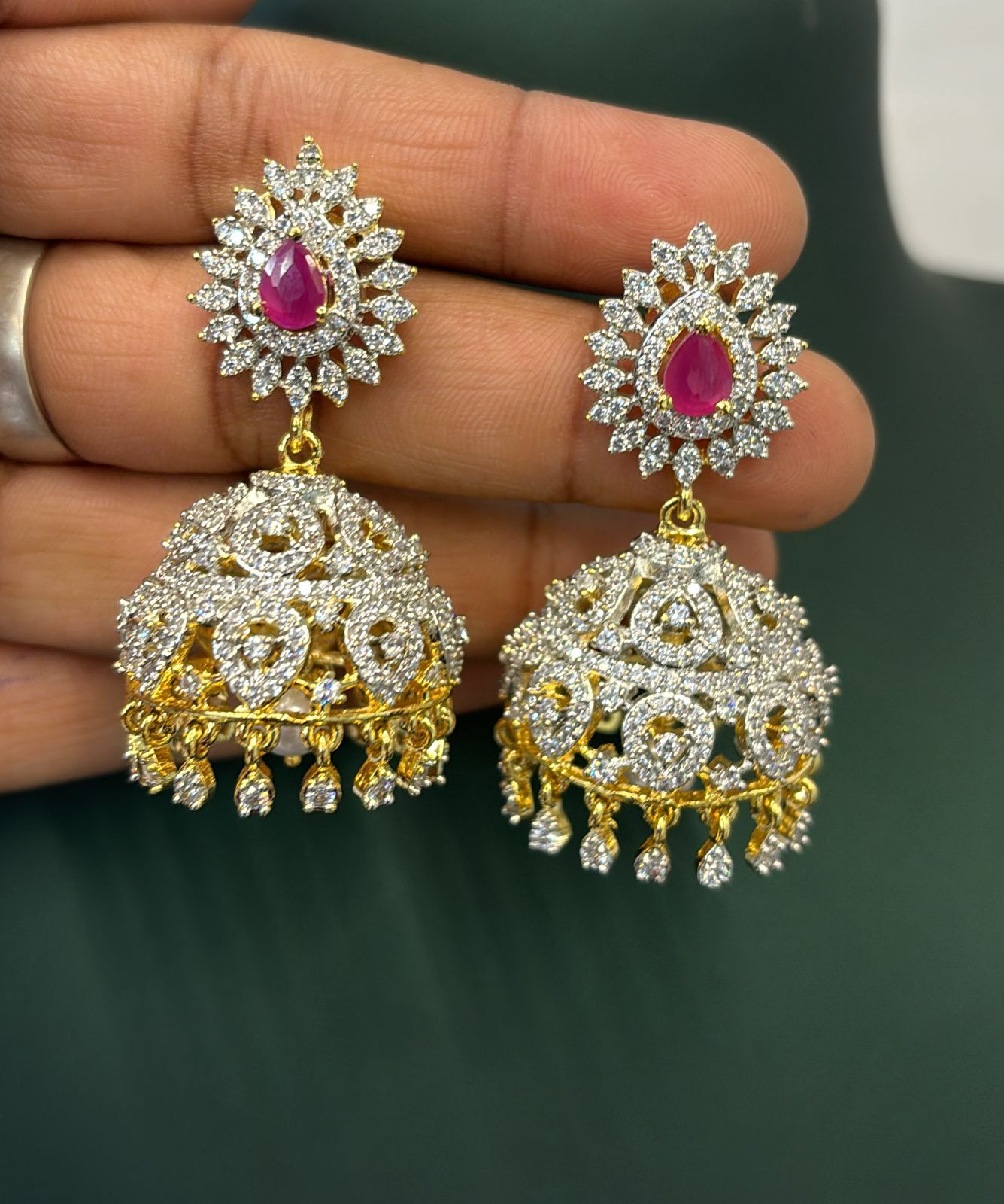 AD GJ Polish Ruby Jhumkas SJ258