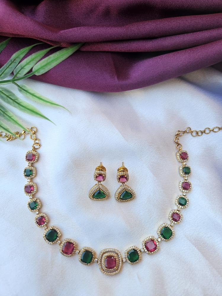 AD Multi Square Necklace Set SJ198