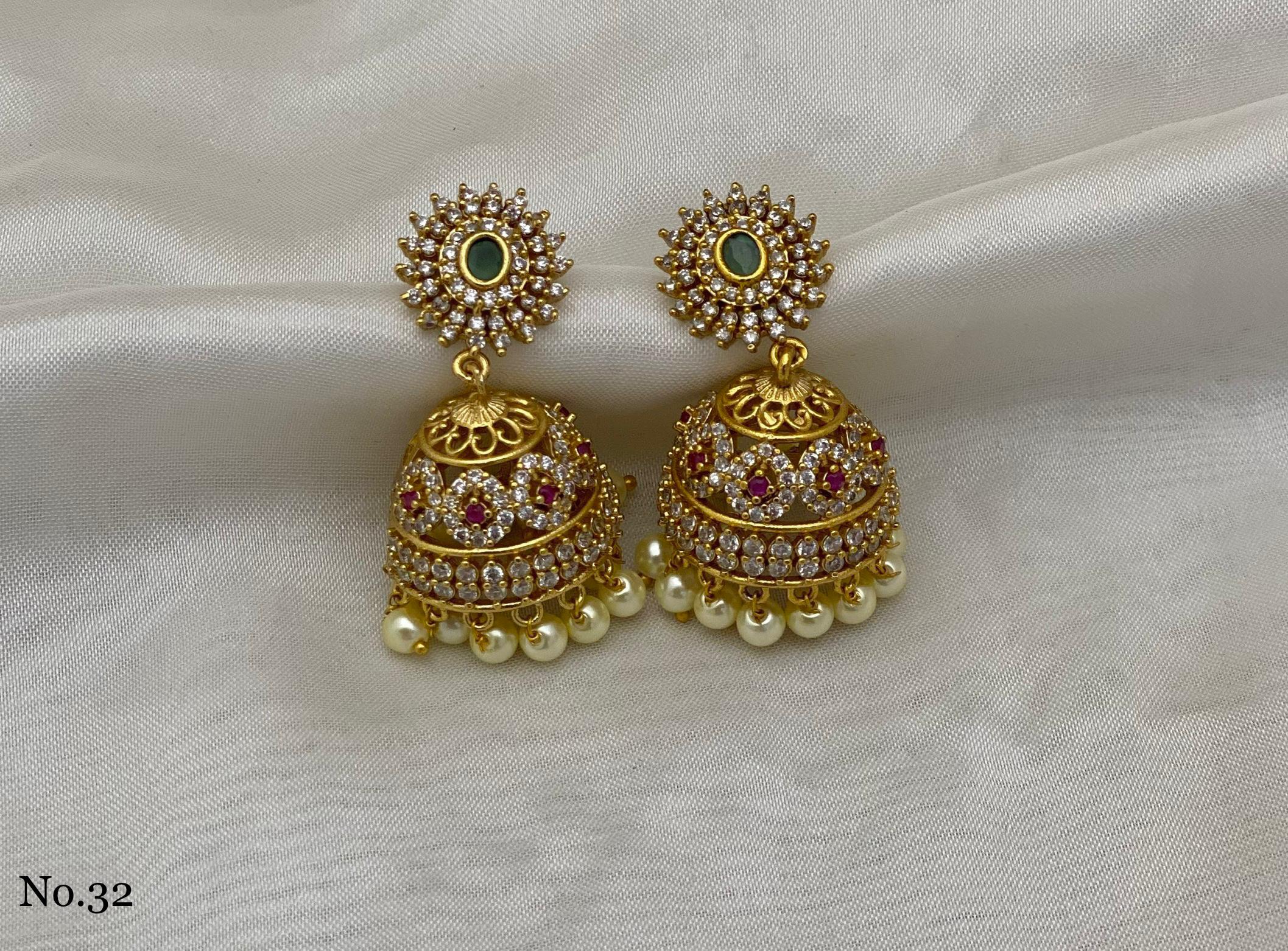 AD Ruby Green Bridal Jhumkas SJ130
