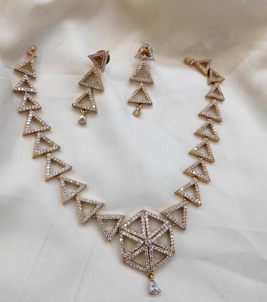 AD Triangle CZ Necklace Set ADC5566