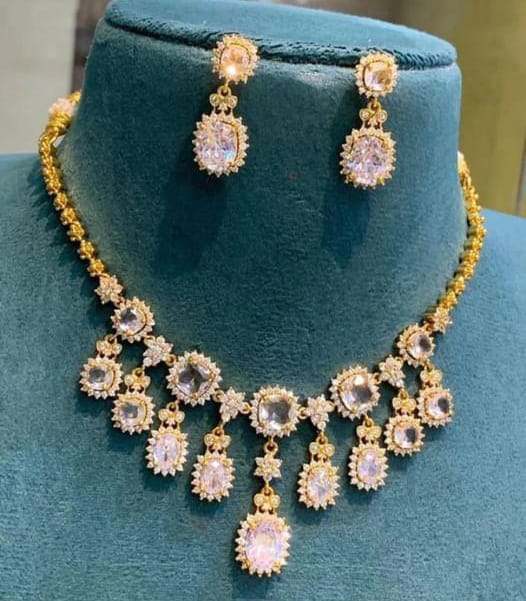 AD White Gold Bridal  Necklace Set ADN2235