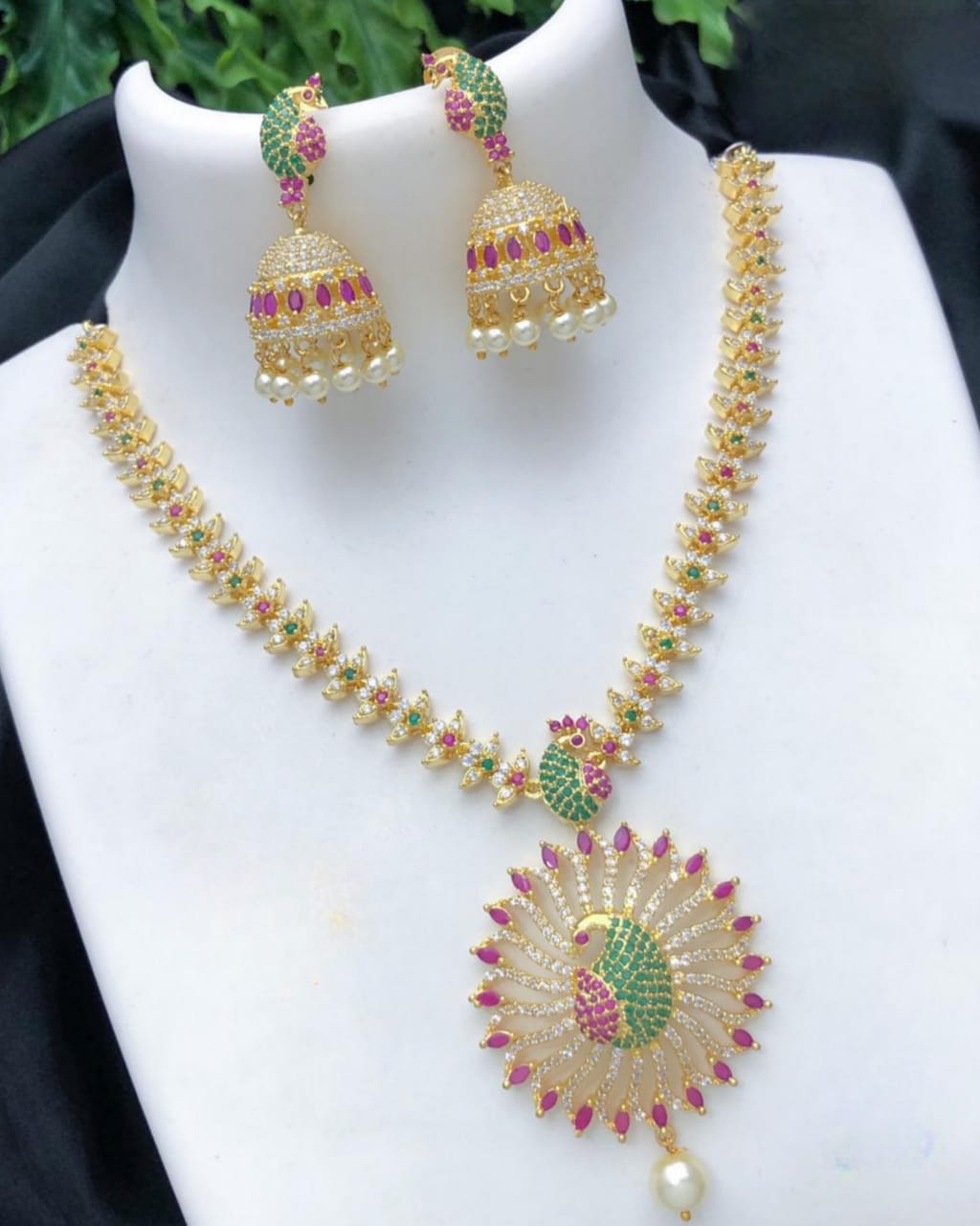 American Diamond Micro Gold Necklace Set