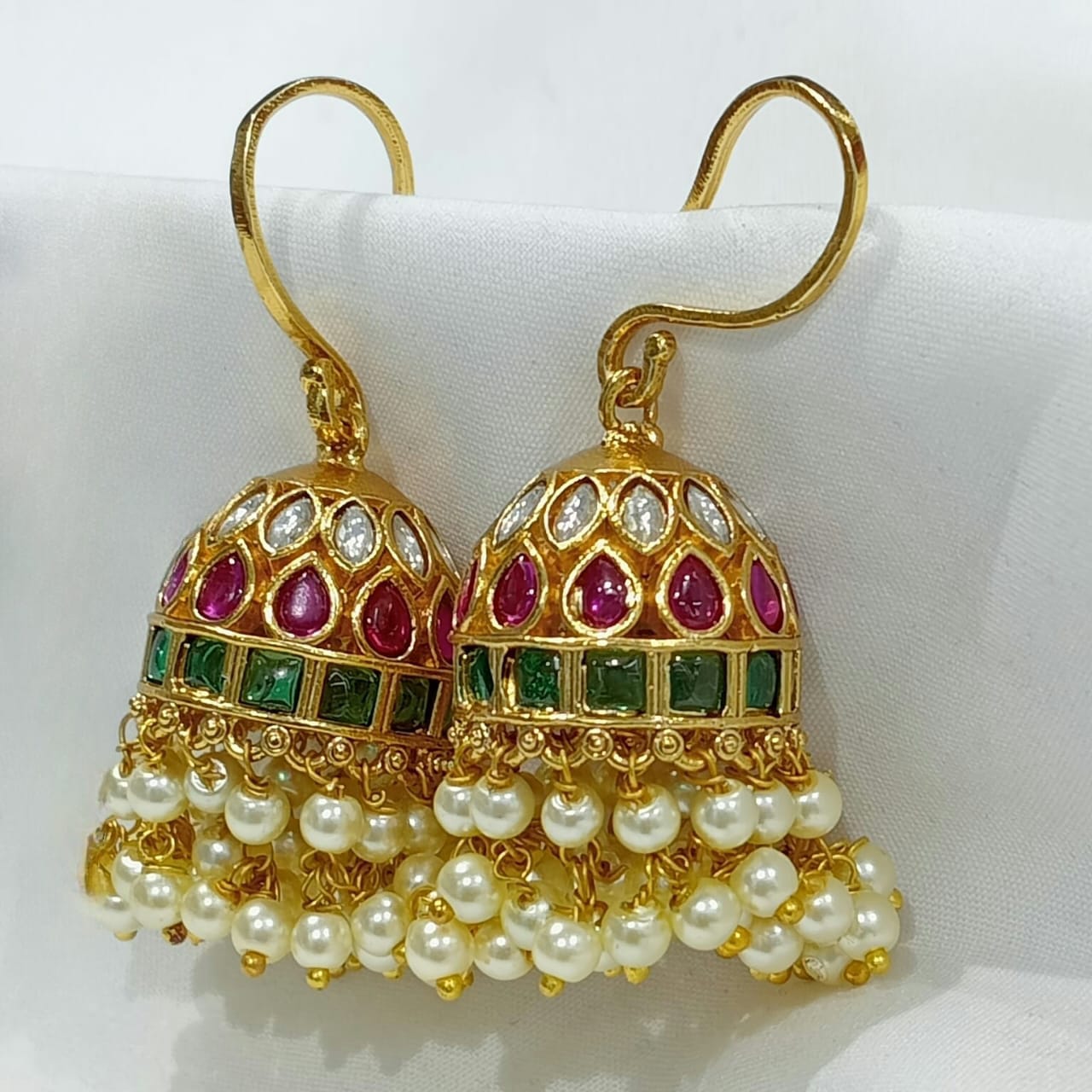 Antique AD Ruby Green Hanging Earrings SJ166