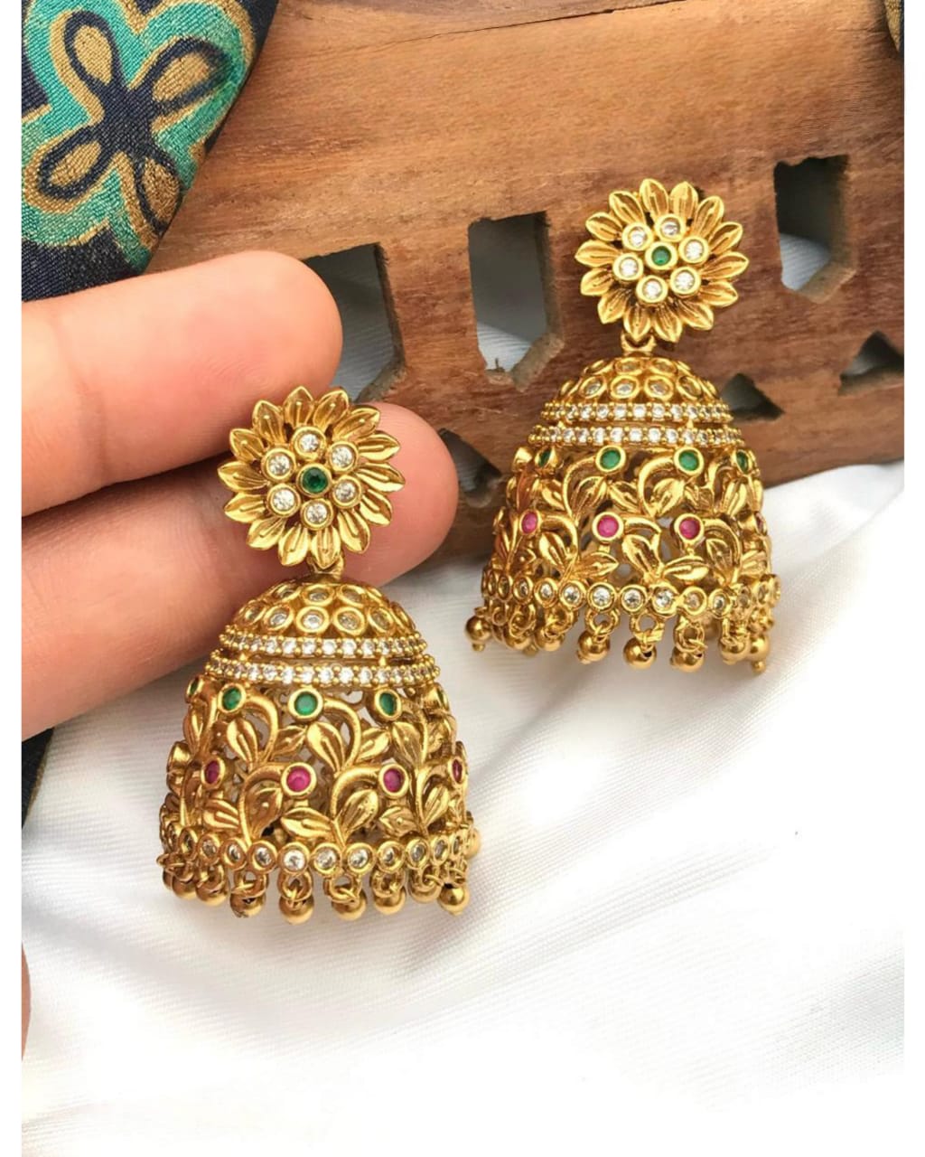 Antique Floral Jhumkas