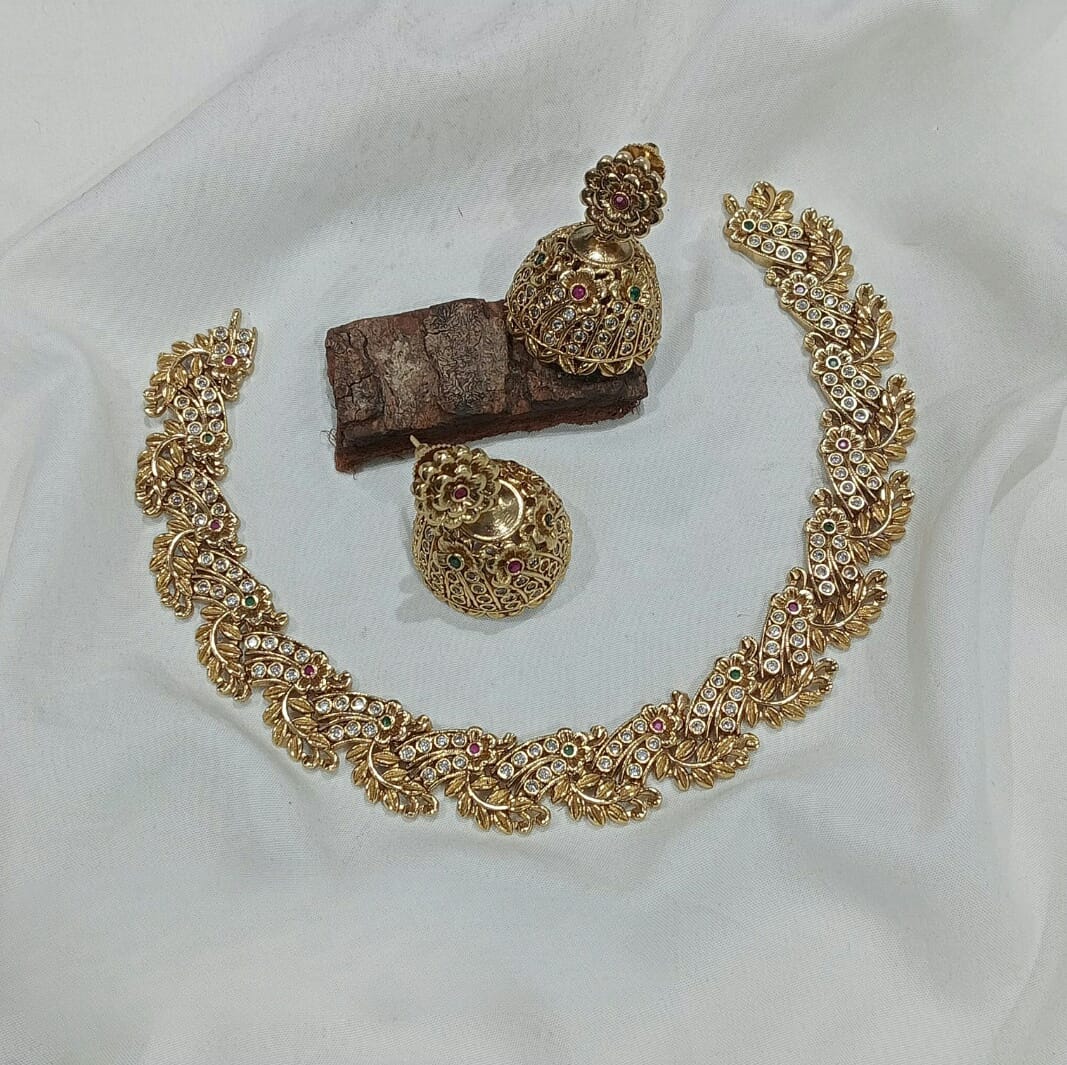 Antique Gold Leaf Necklace Set SJ124