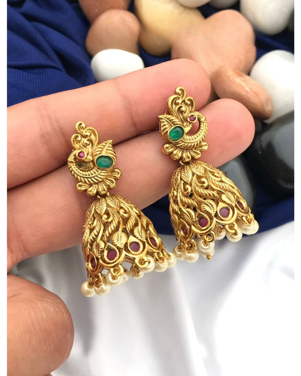 Antique Peacock Jhumkas
