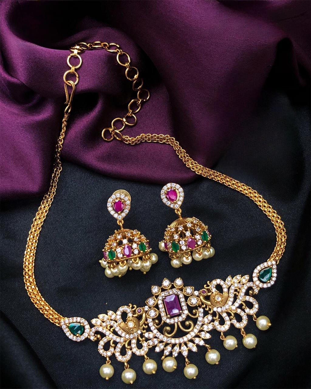 Chik Mukti American Diamond Choker Set