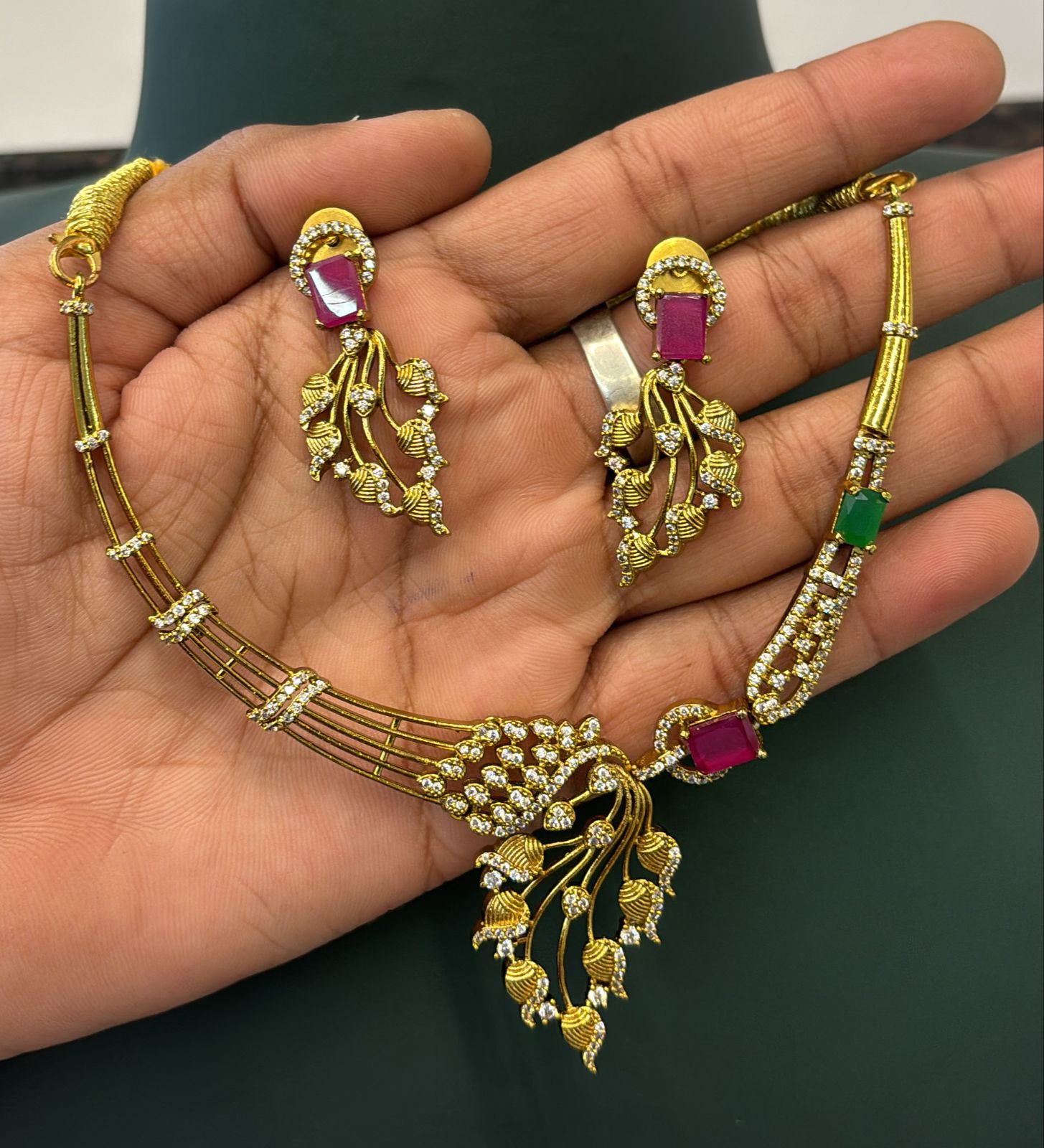 Diamond Gold Replica Multi Necklace Set SJ251