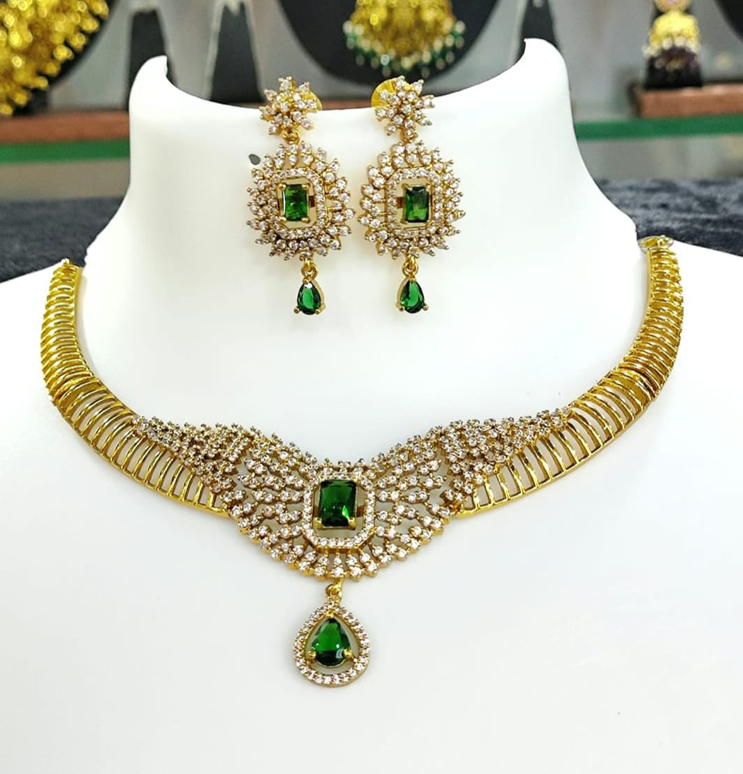 Feather Design Diamond Replica Necklace Set SJ237