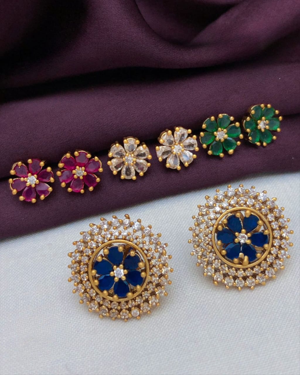Floral AD Stone Interchangeable Earrings SJ280