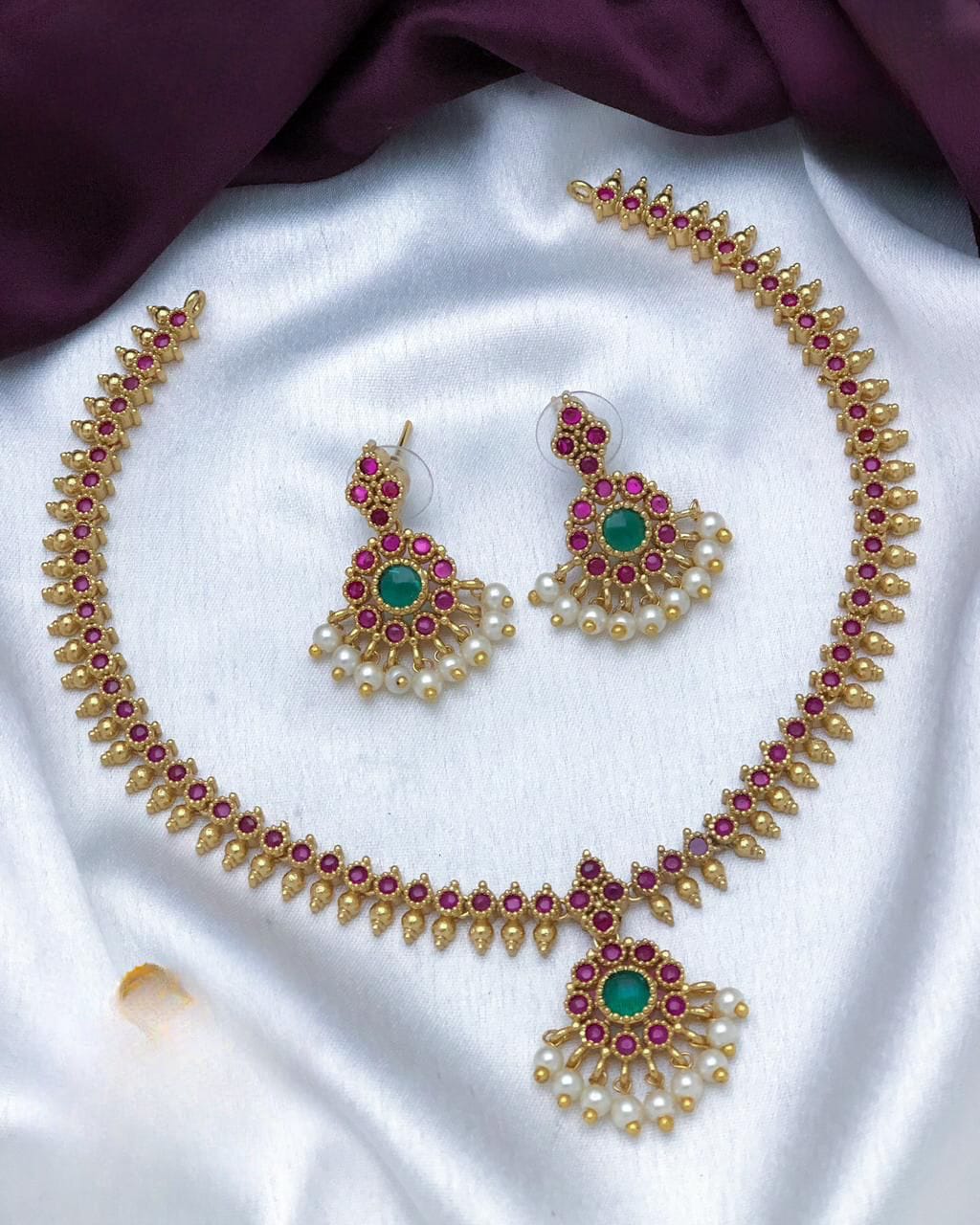 Kemp Ruby Green Necklace Set SJ173