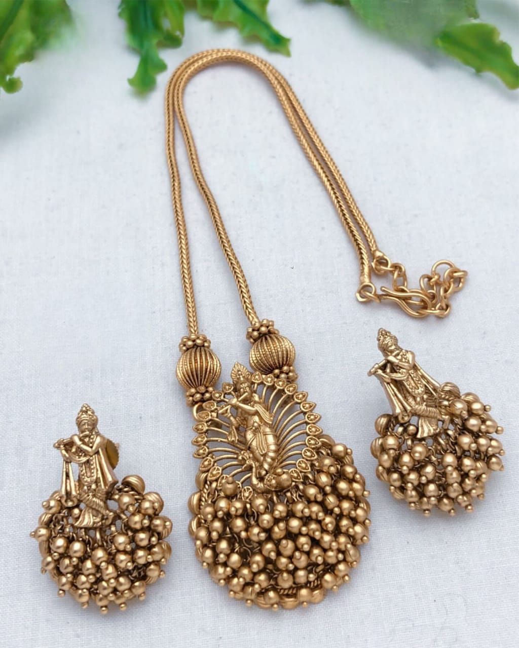 Krishna Design Golden Chain Set