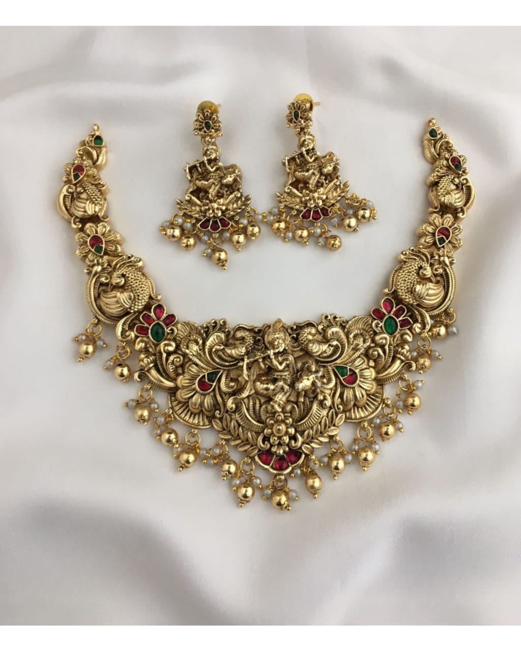 Krishna Golden Beads Necklace Set