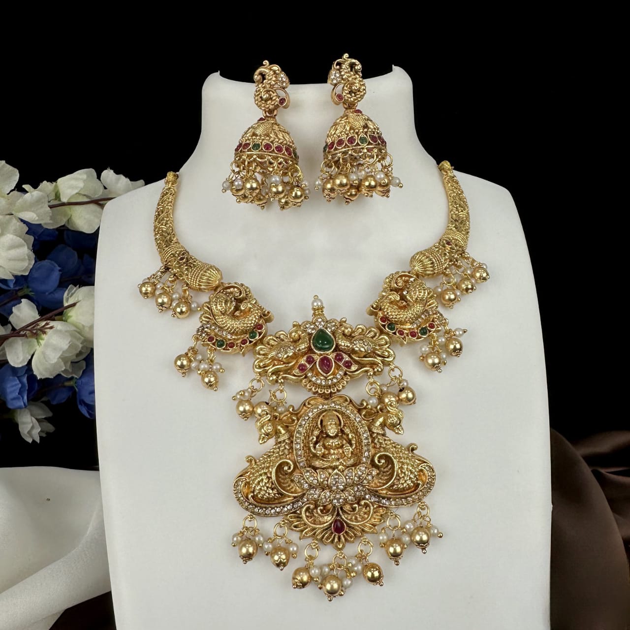 Lakshmi Nagas  Golden Antique Necklace Set SJ218