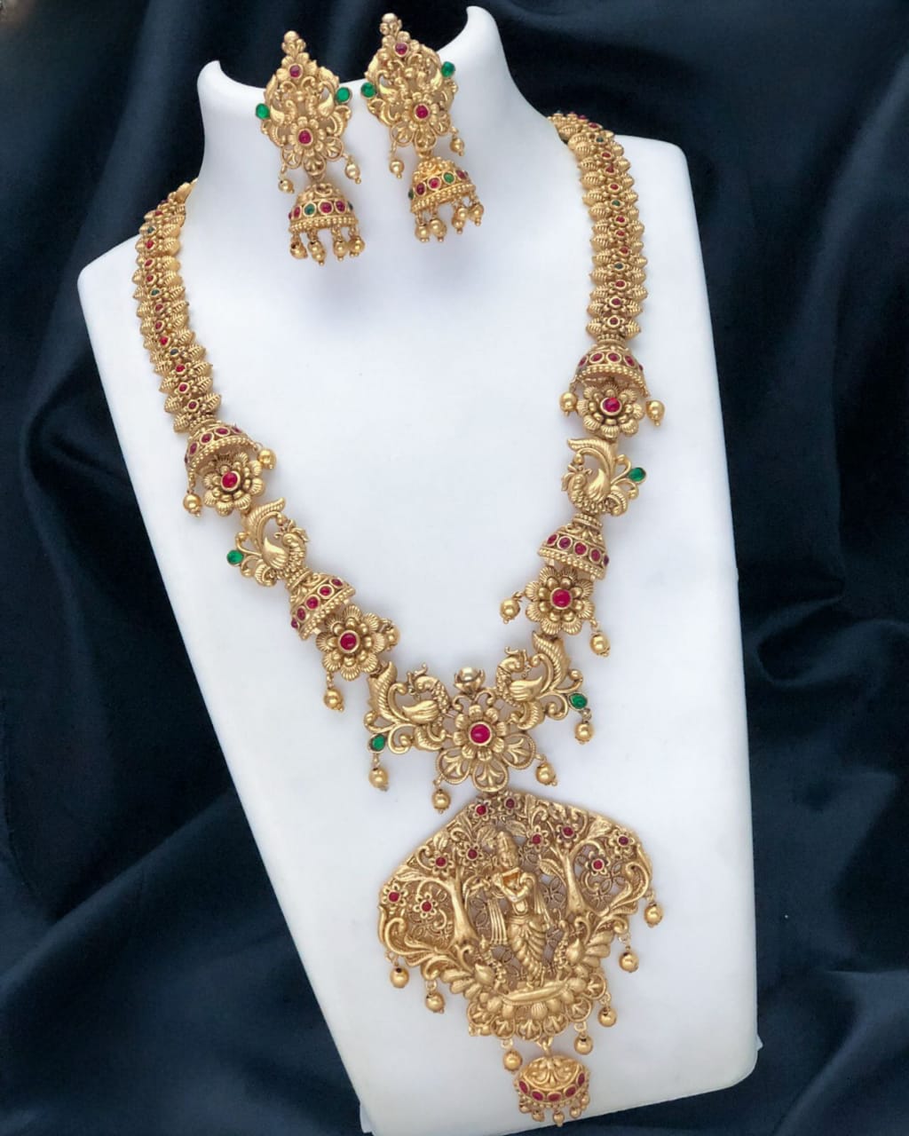 Lord Krishna Antique Gold Haram Set