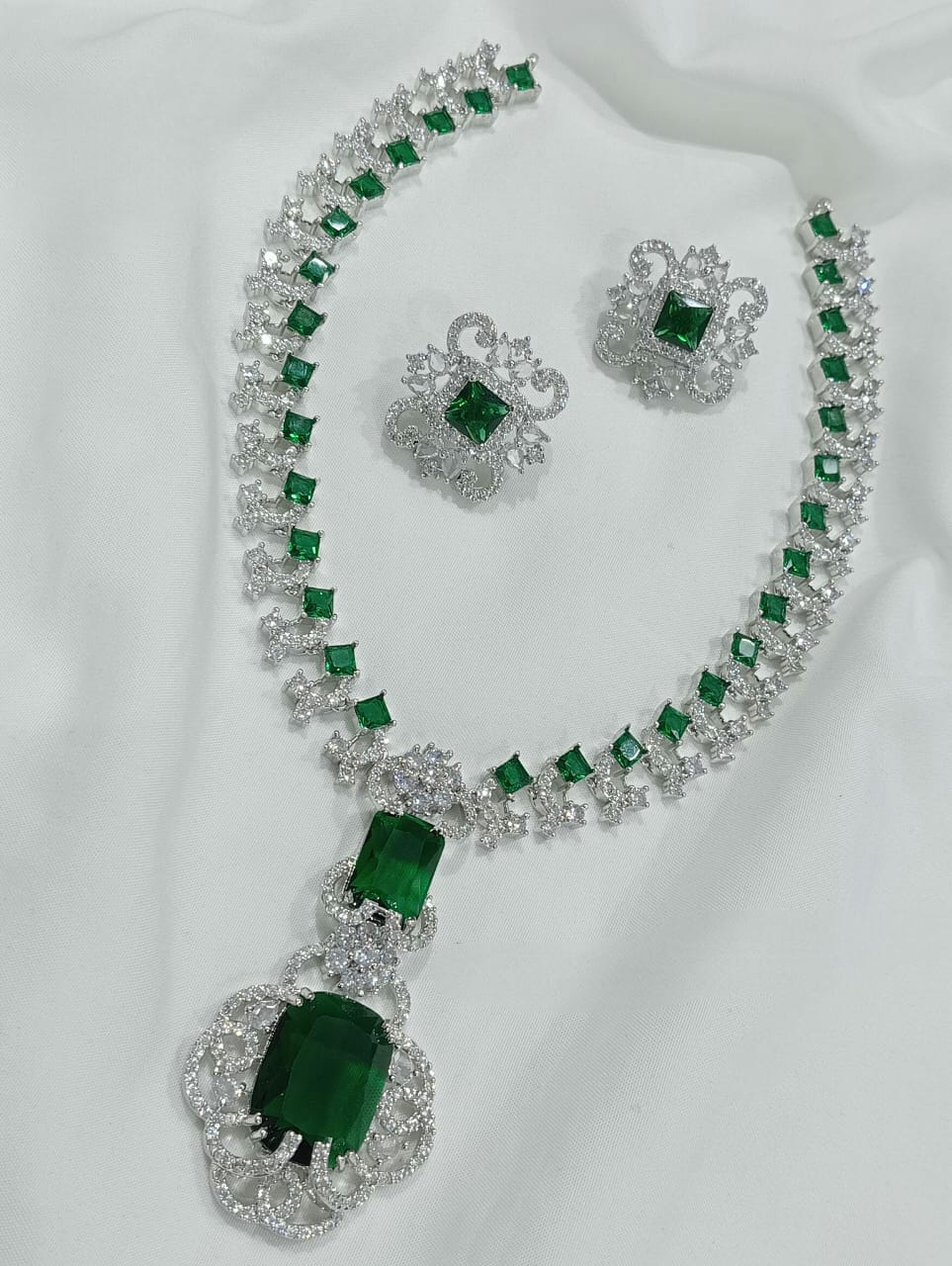 Nita Ambani Mam Inspired AD Silver Haaram Set SJ211