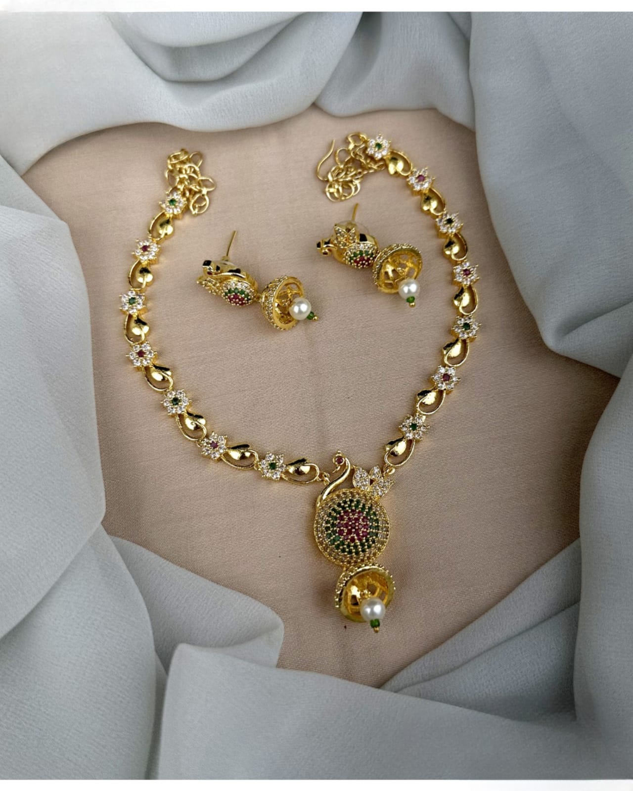 Peacock AD GoldAlike Necklace Set AD810