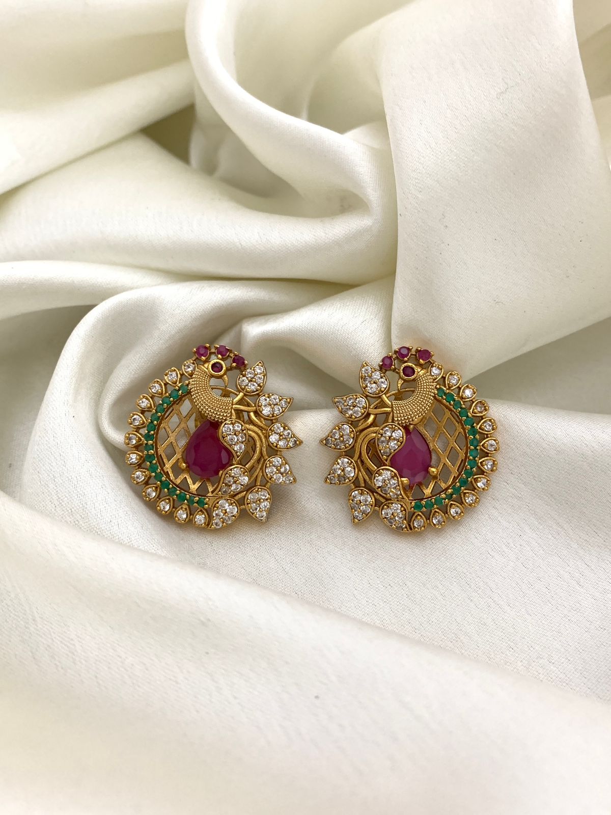 Peacock American Diamond Antique Earrings AP01