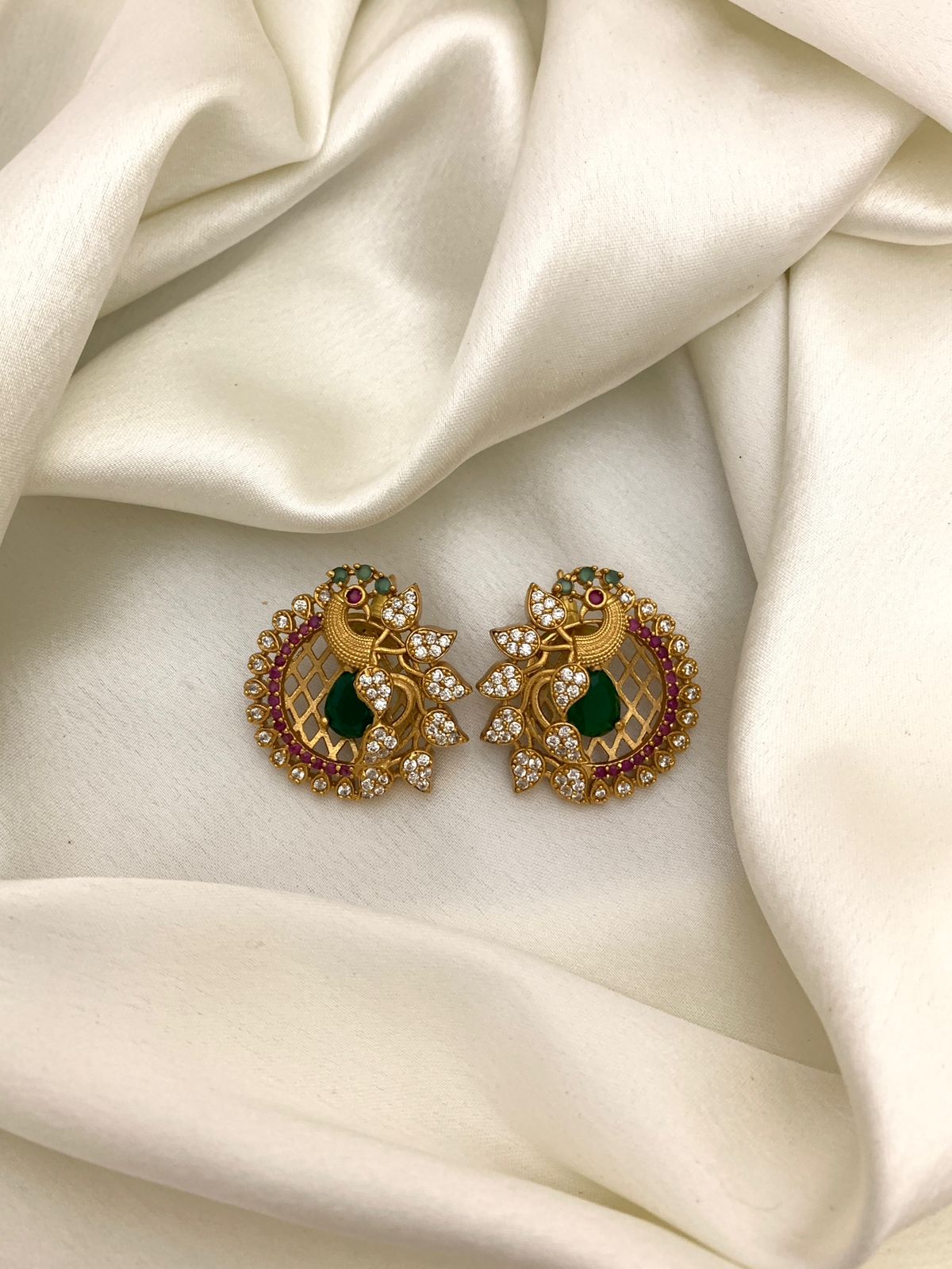 Peacock American Diamond Antique Earrings AP02