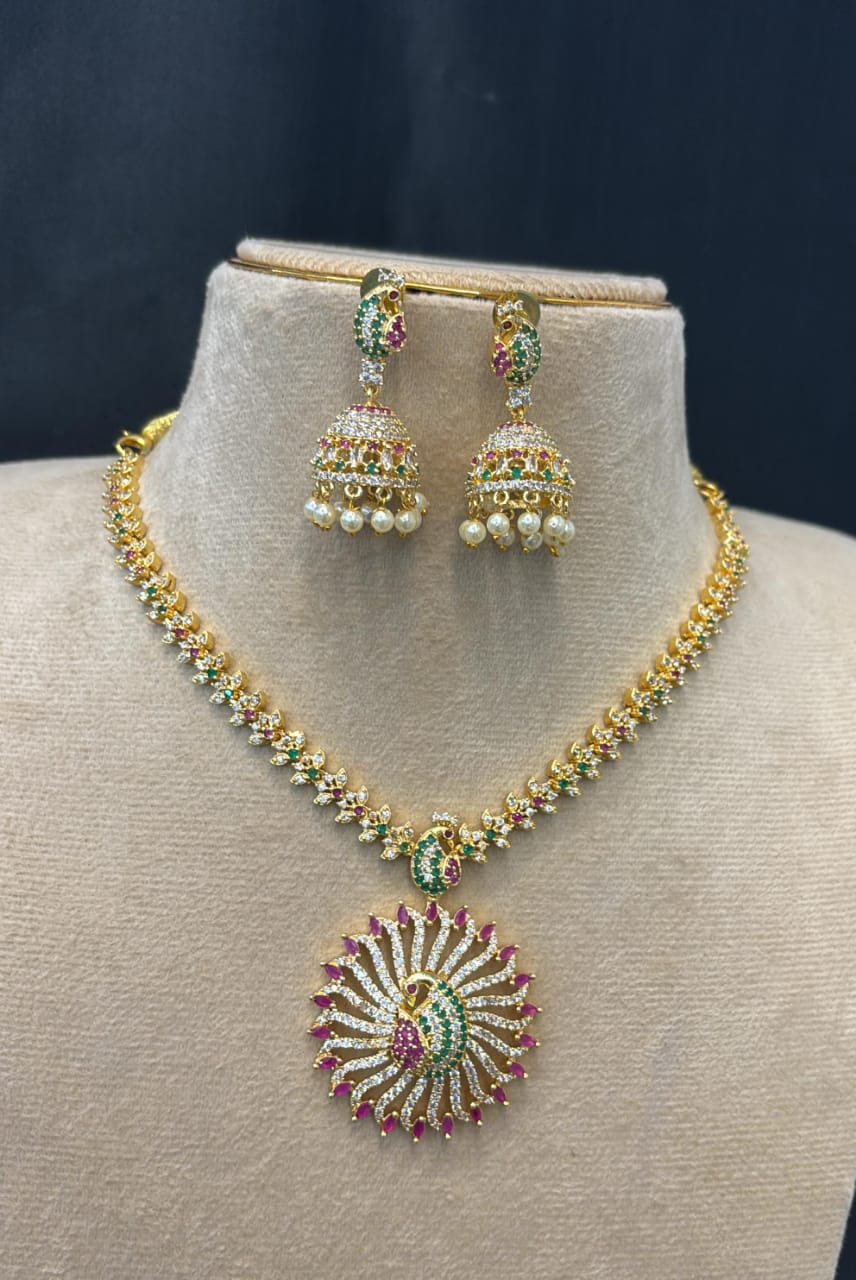 Peaock AD Micro Gold Necklace Set SJ277