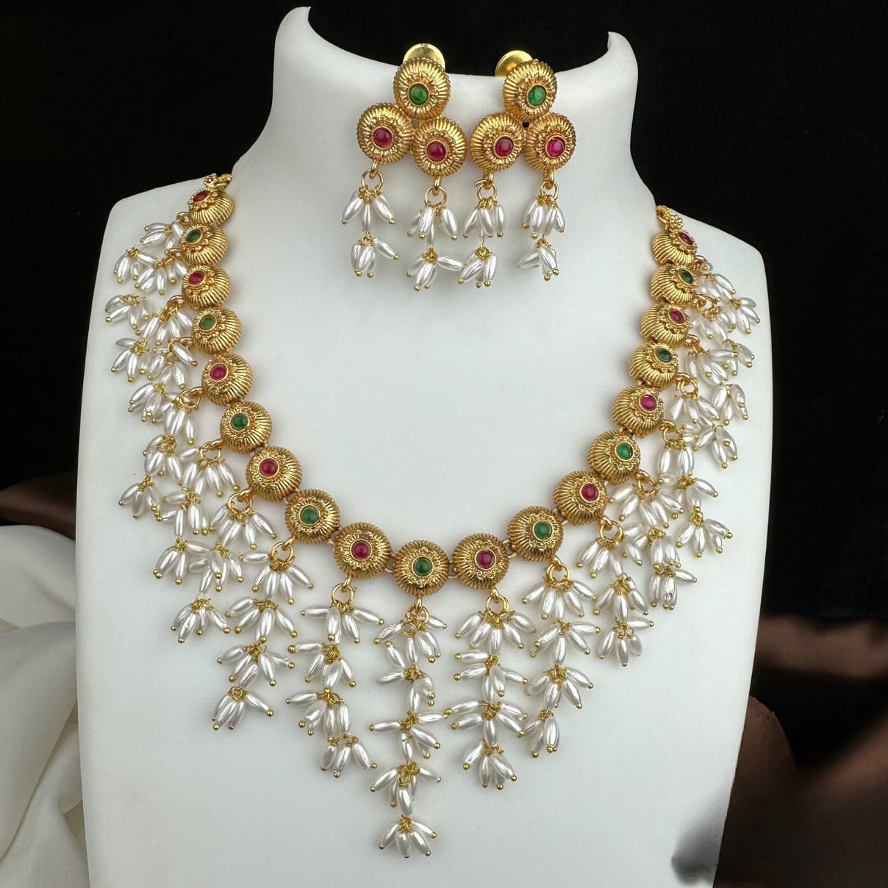 Rice Pearl Layer Necklace Set